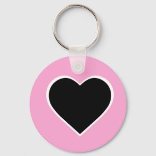 Chaveiro Coração-chave rosa e preto.