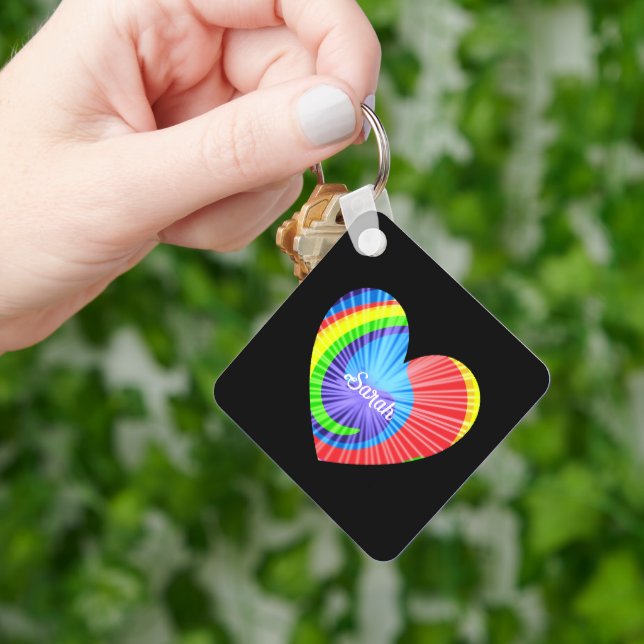 Chaveiro Coração Colorida Tie Dye (Mão)