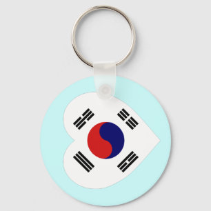 Chaveiro Coração da bandeira de Coreia (sul)