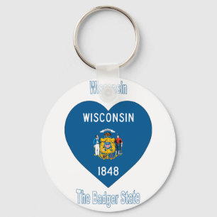 Chaveiro Coração da bandeira de Wisconsin