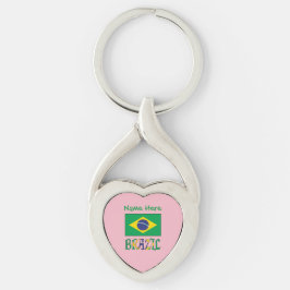 Chaveiro Coração da Bandeira do Brasil Personalizado