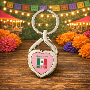 Chaveiro Coração da Bandeira Personalizada do México