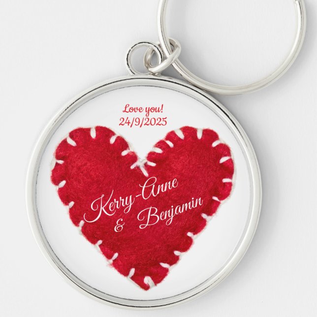 Chaveiro Coração de Amor Personalizado com Nomes e Mensagem (Frente)