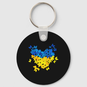 Chaveiro Coração de Borboleta Bandeira da Ucrânia Ucraniano