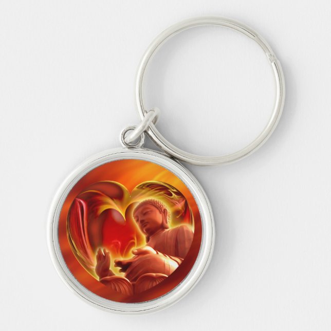 Chaveiro Coração de BUDDHA | vermelho fogo (Frente)