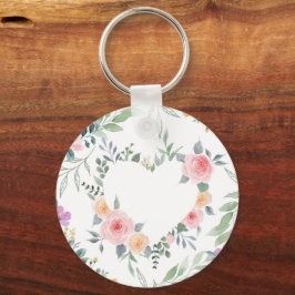 Chaveiro Coração de Flor Rosa