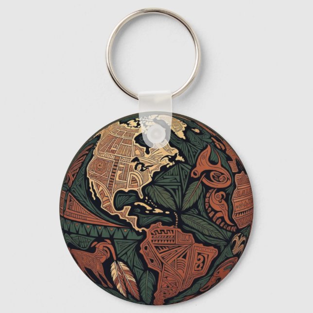 Chaveiro Coração de Gaia - Pingente Tribal Terra (Frente)