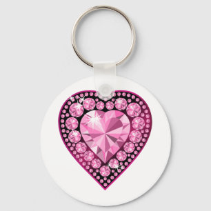 Chaveiro Coração de Gem Quartz Rosa