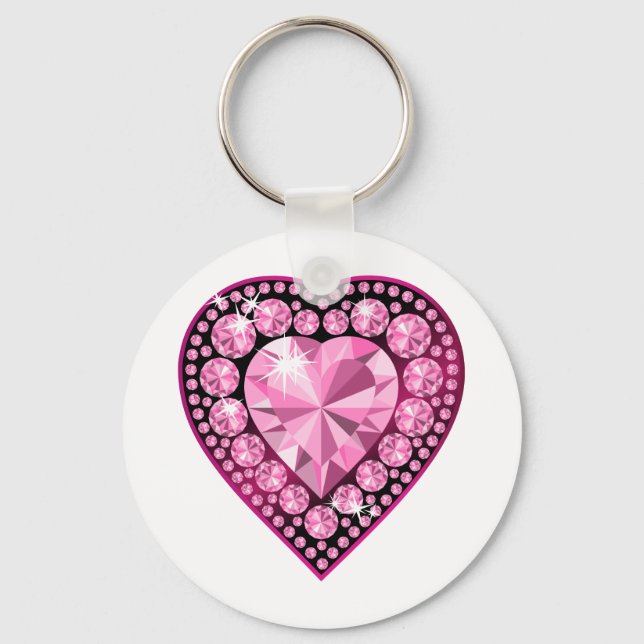Chaveiro Coração de Gem Quartz Rosa (Frente)