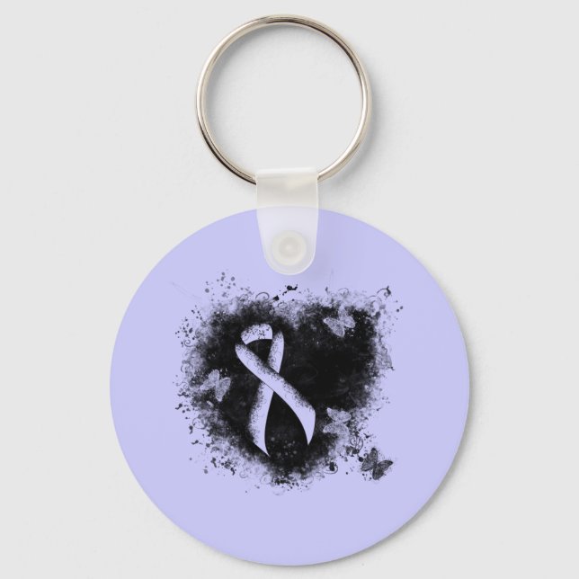 Chaveiro Coração de Grunge da Faixa de Fita Periwinkle (Frente)