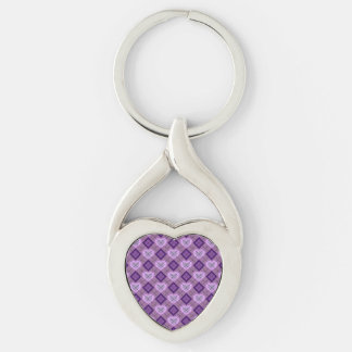 Chaveiro Coração de Lavanda com Diamante Roxo Padrão Argyle