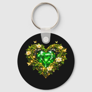 Chaveiro Coração de Luxo em Verde Esmeralda Elegante Pulsei
