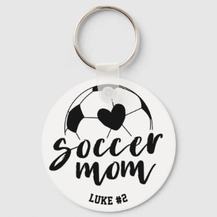 Chaveiro Coração de Mãe de Futebol Bola Nome e Número Perso