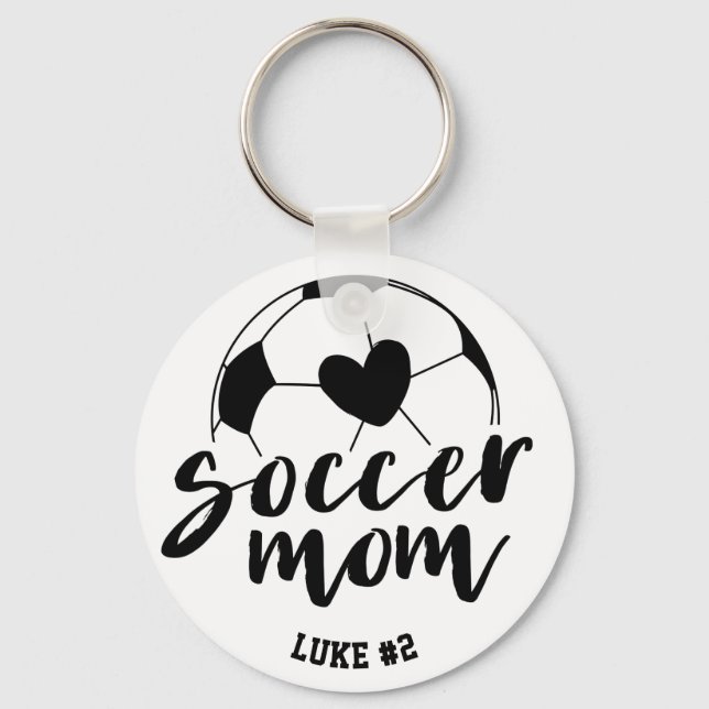 Chaveiro Coração de Mãe de Futebol Bola Nome e Número Perso (Frente)