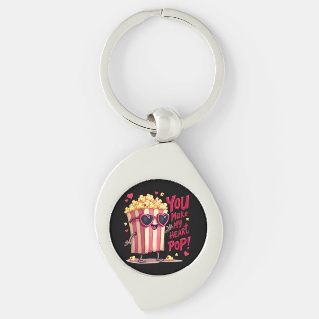 Chaveiro Coração de Pipoca Design de Dia dos Namorados Pop (Frente)