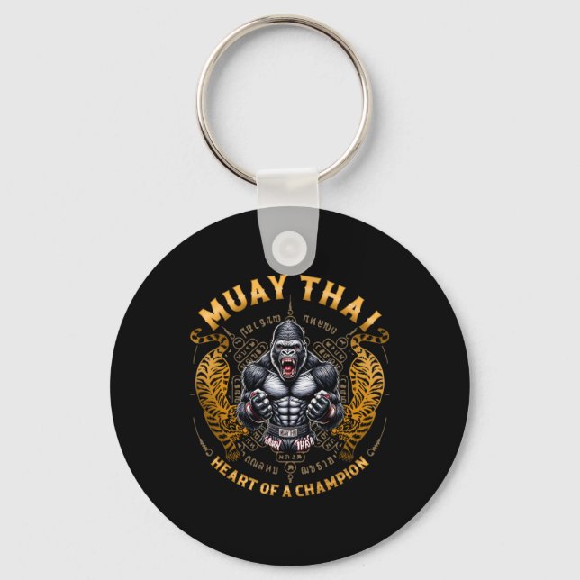Chaveiro Coração de um Campeão - Kickboxing e Muay Thai com (Frente)