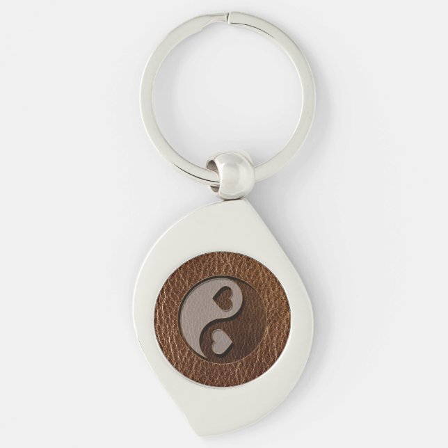 Chaveiro Coração de Yin Yang do Couro-Olhar (Frente)