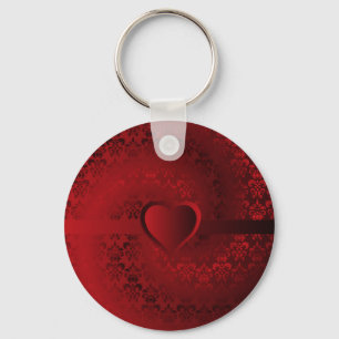 Chaveiro Coração do damasco vermelho