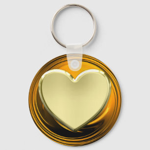 Chaveiro Coração dourado no líquido dourado
