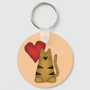 Chaveiro Coração e camiseta e presentes listrados do gato
