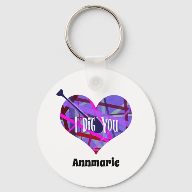 Chaveiro Coração em forma de linhas geométricas rosa e roxo (Frente)