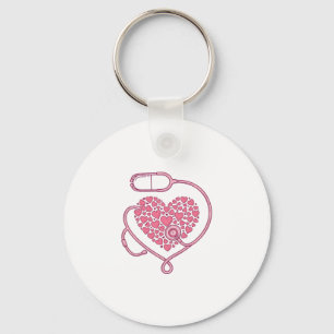 Chaveiro Coração Estetoscópio Amor Médico Desenho de Camisa