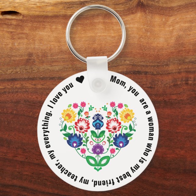 Chaveiro Coração folclórico com texto personalizado, porque (Verso)