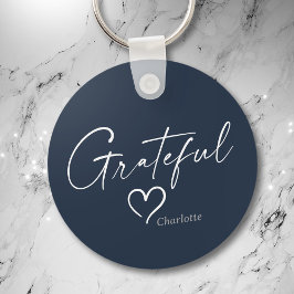 Chaveiro Coração Grateful | Seu nome - Script de tinta míni
