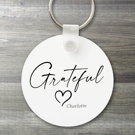 Chaveiro Coração Grateful | Seu nome - Script de tinta míni