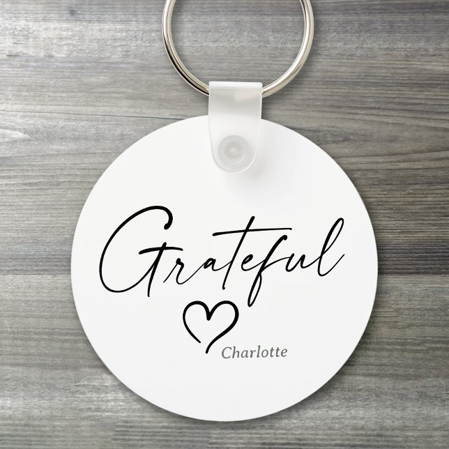 Chaveiro Coração Grateful | Seu nome - Script de tinta míni (Criador carregado)