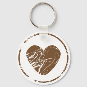 Chaveiro Coração Grunge Marrom e Branco Amor de Casamento