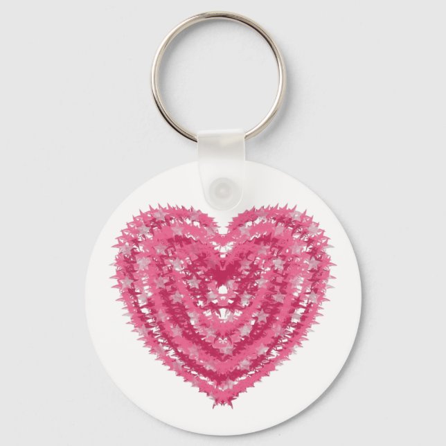 Chaveiro Coração Moderno de Confete Rosa | Arte do Dia dos  (Frente)