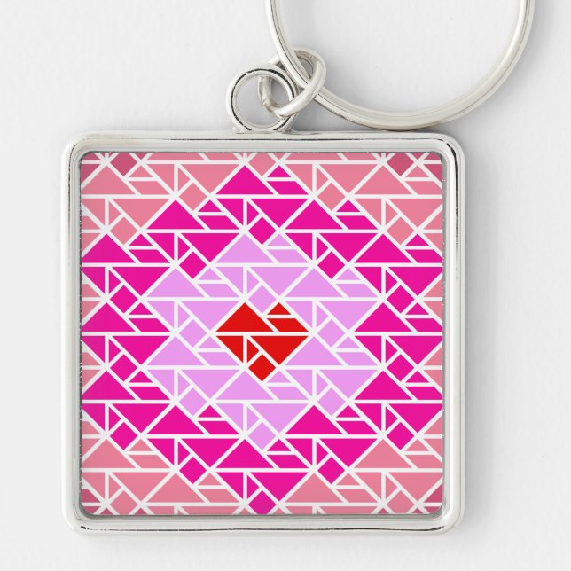 Chaveiro Coração - Padrão de Tangram (Frente)