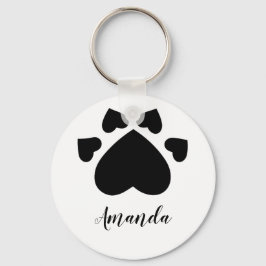 Chaveiro Coração Patas de Cachorrinho Impressão Monogramada