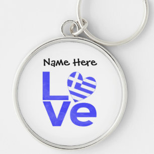 Chaveiro Coração PERSONALIZADO Bandeira Azul da Grécia LOVE