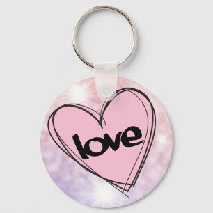 Chaveiro Coração rosa/Amor (luzes cor-de-rosa)