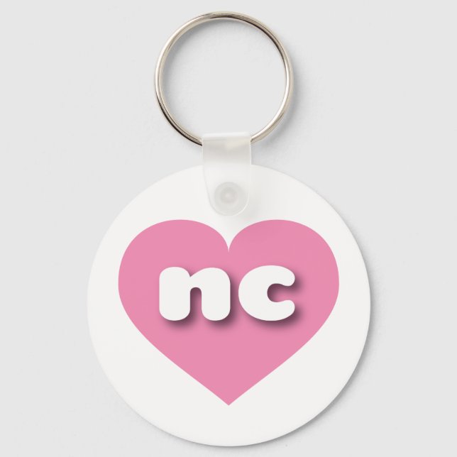 Chaveiro Coração rosa da Carolina do Norte - Eu amo nc (Frente)