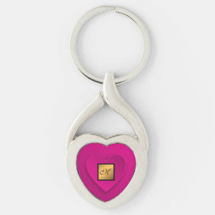 Chaveiro Coração Rosa Elegante Moderno de Luxo