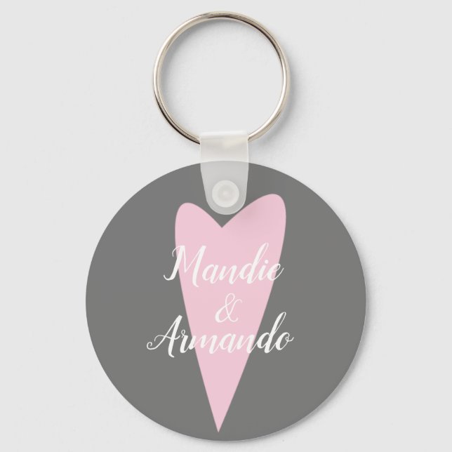 Chaveiro Coração Rosa Fofo Nome de Casais (Frente)