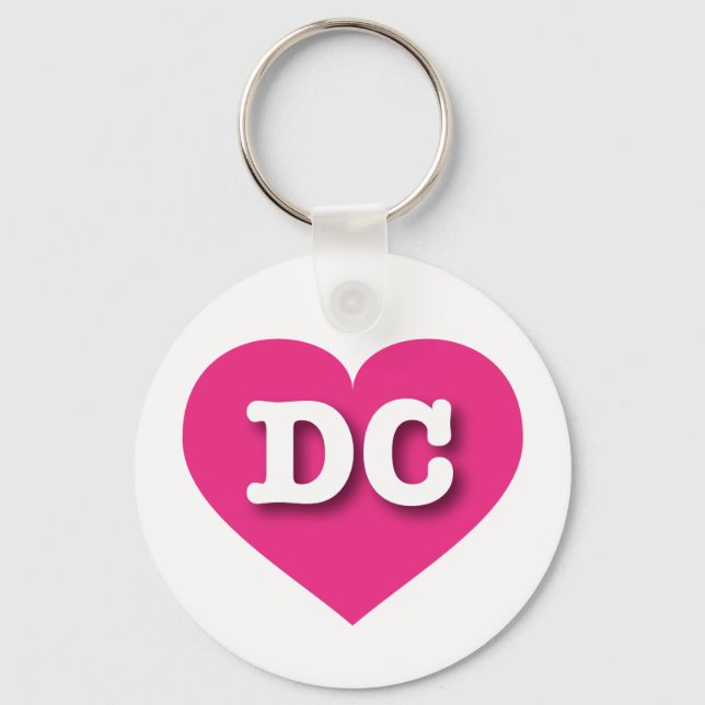 Chaveiro Coração Rosa Quente DC - Adoro DC (Frente)