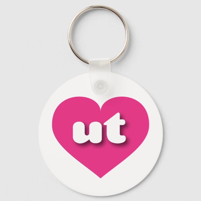 Chaveiro Coração rosa quente de Utah - Eu amo fora (Frente)