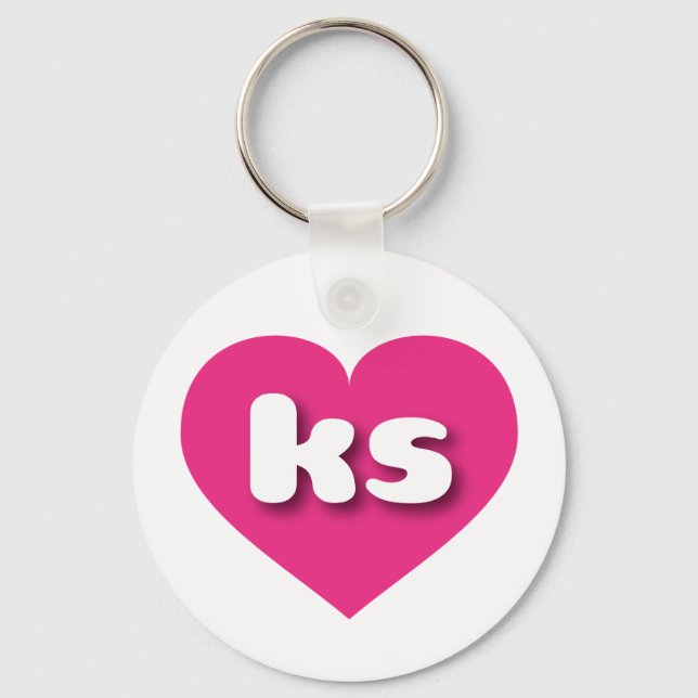 Chaveiro Coração rosa quente do Kansas - Eu amo caras (Frente)