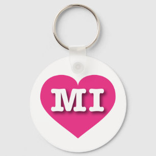 Chaveiro Coração Rosa Quente MIchigan - Grande Amor