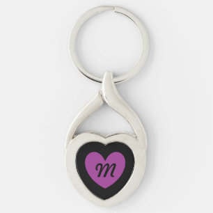 Chaveiro Coração roxo Monogram em preto