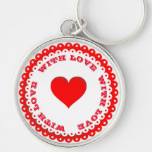 Coração Vermelho com Toque de Chave de Texto Perso