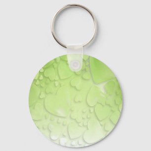 Chaveiro Corações abstrato verde e branco