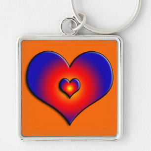Chaveiro CORAÇÕES COLORIDOS, laranja azul vermelha