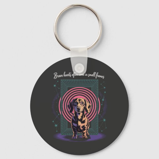Chaveiro Corações Corajosos de Dachshund Freqüentemente Vêm (Frente)
