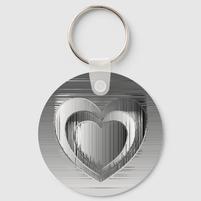 Chaveiro Corações cromados polidos (Frente)