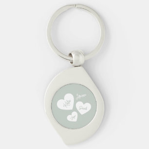 Chaveiro Corações da Mãe Personalizada Azul Verde Suave